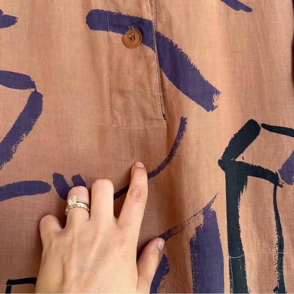 Vintage Betty Jackson Abstract Linen Dress Size 10 - Picture 11 of 12